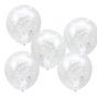  Konfetti-ilmapallot, Valkoiset konfetit, 5 kpl