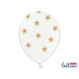  Valkoiset ilmapallot - kultaiset tähdet - 30cm, 6kpl