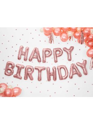  Foliopallo - Happy Birthday - Ruusukulta