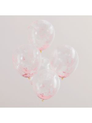  Konfetti-ilmapallot, Vaaleanpunaiset styroksipallot, 5kpl