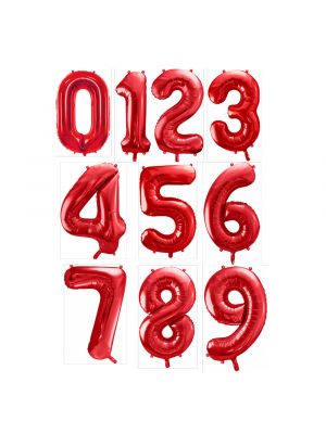  Punaiset numerofoliopallot, 86cm