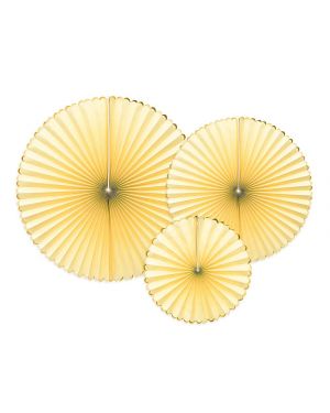  Paperiviuhkat keltaiset 3 kpl - Candy Pastel