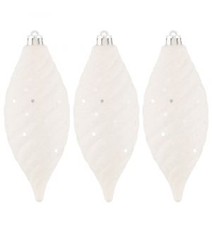  Kuusenpallot Glitterkäpy, Valkoinen, 4,5 cm 3kpl