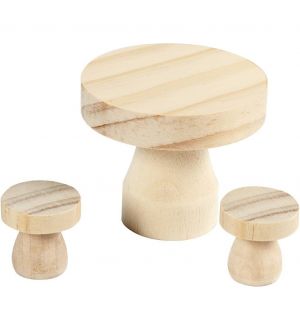  Puinen Sienipöytä ja -tuolit,  Miniatyyri