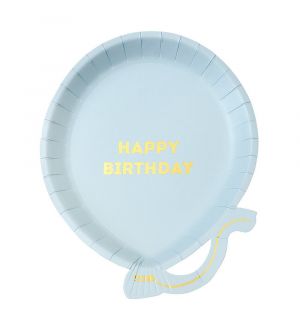  Ilmapallo lautaset, Happy Birthday, Vaaleansiniset, 12 kpl