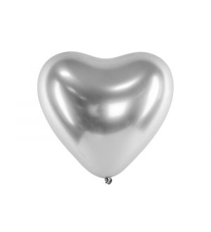  Sydänmuotoiset Chrome ilmapallot, Hopeiset, 27cm, 50kpl