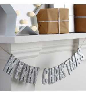  Merry Christmas Banneri, Hopea-Glitter
