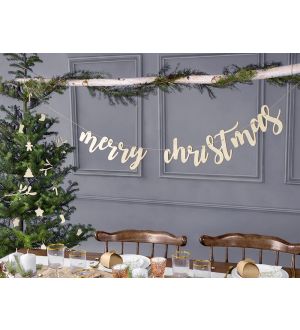  Puinen banneri, merry christmas, 87cm