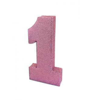  Pöytäkoriste, nro 1, Vaaleanpunainen-glitteri