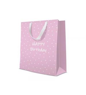 Lahjakassi -  HBD! - Vaaleanpunainen, 26.5x33.5x13 cm