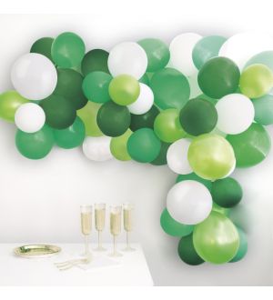  Ilmapallokaari - Vihreä/valkoinen, 40 ilmapalloa