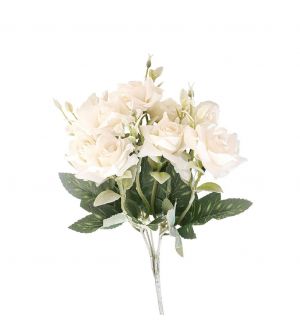  Keinotekoinen pieni kimppu, valkoisia ruusuja, 15x28cm