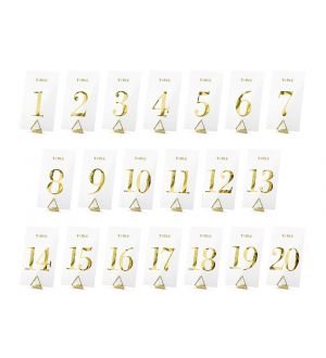  Pöytänumerot, Läpinäkyvät-kulta, 1-20