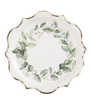  Pahvilautaset - Botanical/kulta, 23cm, 8kpl