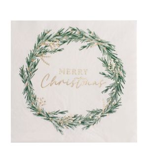  Lautasliinat - Merry Christmas, Valkoinen-kulta, 16kpl