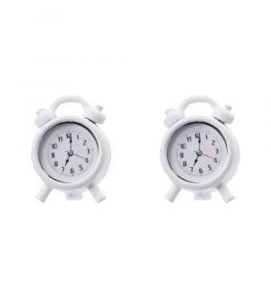  Miniatyyri - Valkoinen Herätyskello 1,5cm, 2kpl