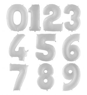  Isot numerofoliopallot, Valkoiset Shiny, 100cm