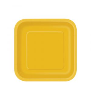  Pahvilautaset - Keltainen neliö, 17cm, 16kpl