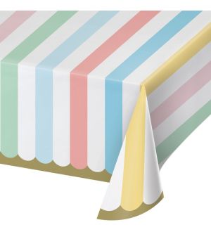  Pastelli-raidallinen Paperinen Pöytäliina, 137x259cm