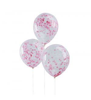  Konfetti-ilmapallot - Vaaleanpunaiset, 5 kpl