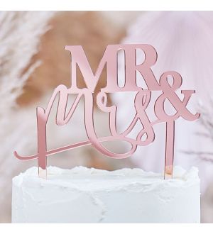  Ruusukultainen kakkukoriste, Mr & Mrs, Akryyli