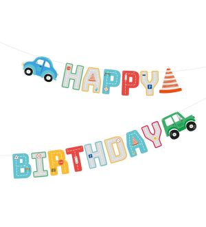  Banneri Happy Birthday - Ajoneuvot, 250cm