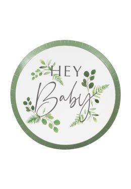  Pahvilautaset - Botanical Hey Baby, 24cm, 8kpl
