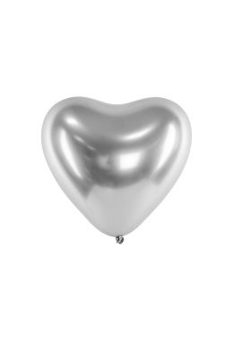  Sydänmuotoiset Chrome ilmapallot, Hopeiset, 27cm, 50kpl