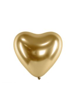  Sydänmuotoiset Chrome ilmapallot, Kulta, 27cm, 50kpl