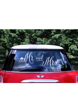  Hääautotarra - Mr and Mrs
