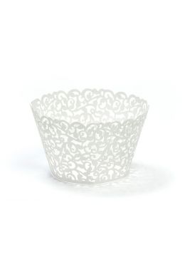  Cupcake Wrappers, Valkoiset helmiäishohtavat, 6kpl