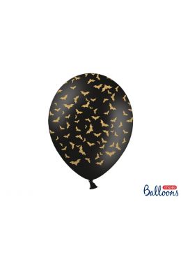  Mustat ilmapallot - kultaiset lepakot, 30cm, 6kpl