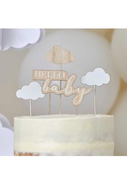  Puinen kakkukoriste - Hello Baby ja pilvet