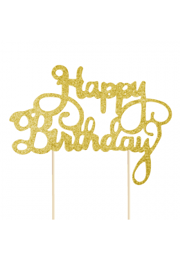  Kakkukoriste, Happy Birthday, Kulta Glitteri
