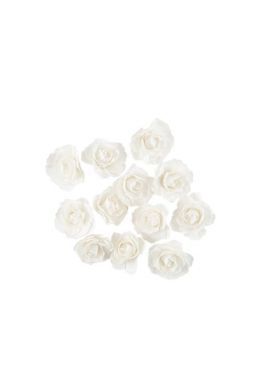  Koristekukat - Valkoiset ruusut tarralla, 3,5cm, 12kpl