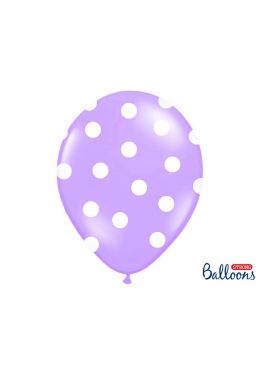  Violetit ilmapallot - valkoiset pilkut - 30cm, 6kpl