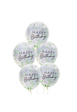  Lehti konfetti ilmapallot - Happy Birthday, 5 kpl