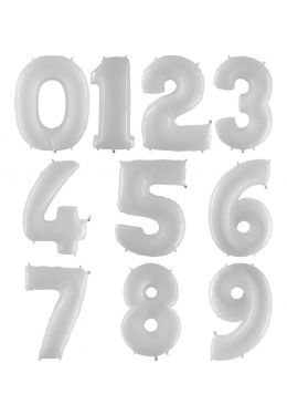  Isot numerofoliopallot, Valkoiset Shiny, 100cm