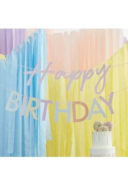  Pastellinen Happy Birthday Banneri