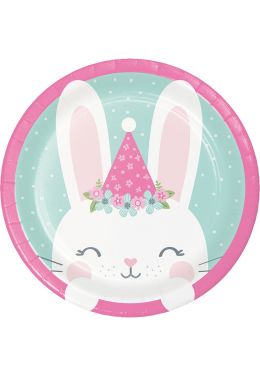  Birthday Bunny Pahvilautaset, 17cm, 8kpl