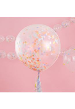  Jätti-ilmapallot, Pastel-konfetti, 3 kpl