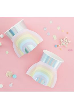  Pahvimukit Pastel Rainbow, 8 kpl