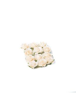  Koristekukat - Kermanvalkoiset ruusut, 3,5cm, 12kpl
