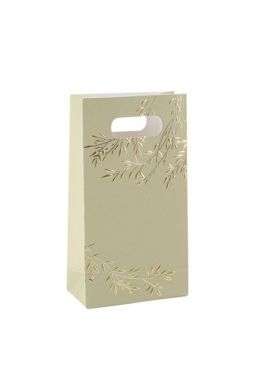  Kartonkiset lahjapussit - Sage-vihreä kultalehdillä, 6kpl
