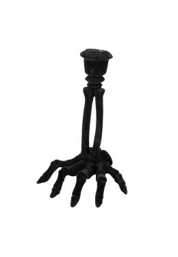  Kynttilänjalka Luurankokäsi, Musta Sametti, 16cm