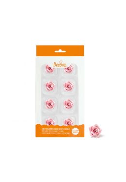 Decora Syötävät sokerikoristeet - Vaaleanpunaiset ruusut, 2cm, 8kpl
