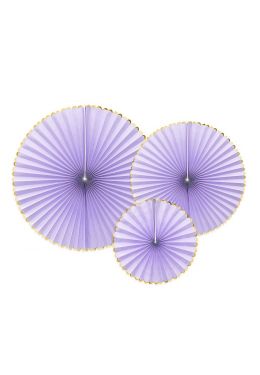  Paperiviuhkat Violetti 3 kpl - Candy Pastel
