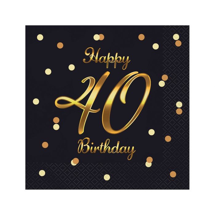  Lautasliinat - 40th Birthday, Musta-kulta, 20kpl