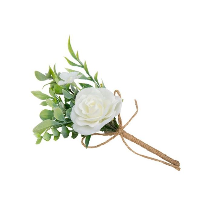  Kattauskoriste - Valkoinen ruusu, 15cm