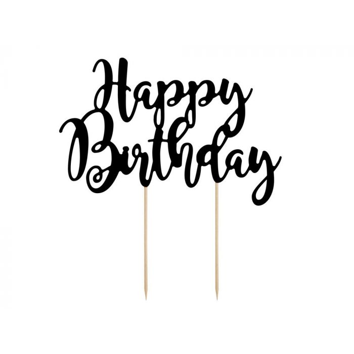  Kakkukoriste Happy Birthday - Musta